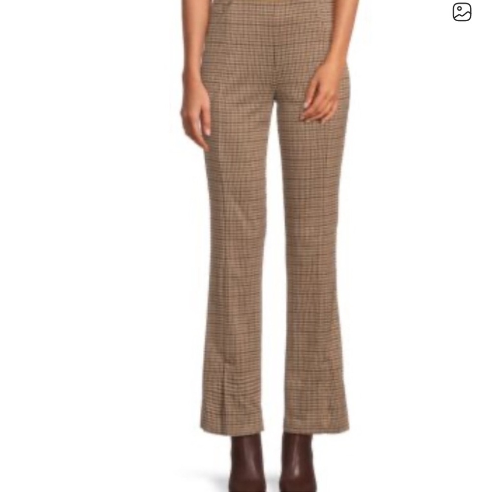 NWT Lumiere Checkered Flare Pants - Brown and Cream Plaid